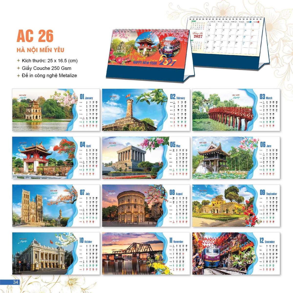 Lịch Bloc 2027 AC Mẫu AC26 - Hà Nội Mến Yêu (25 x 16 cm) Cung Cấp Lịch Tết Doanh Nghiệp TP.HCM Lịch Bloc 2027 AC Mẫu AC26 - Hà Nội Mến Yêu (25 x 16 cm) Cung Cấp Lịch Tết Doanh Nghiệp TP.HCM in logo doanh nghiệp quà tặng Tết tại Quà Tặng Miền Nam