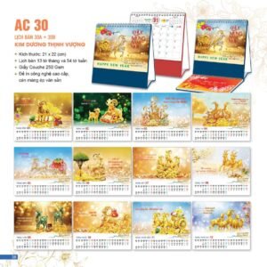 Lịch Để Bàn 2027 AC Mẫu AC30 (21 x 22 cm) Cung Cấp Lịch Tết Doanh Nghiệp TP.HCM in logo doanh nghiệp quà tặng Tết tại Quà Tặng Miền Nam