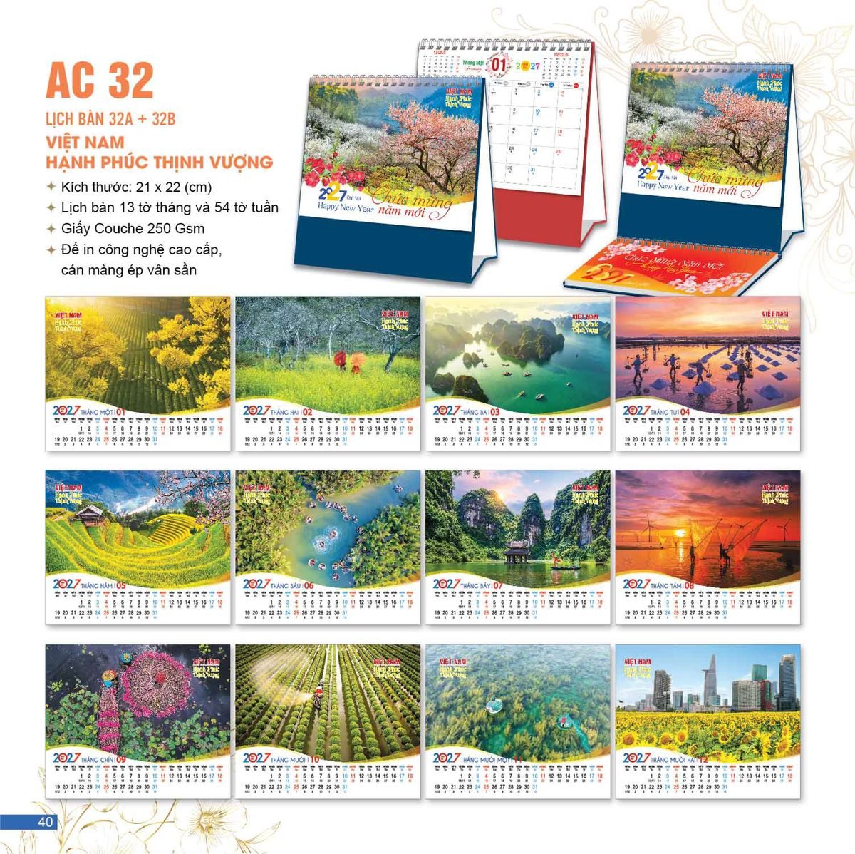 Lịch Để Bàn 2027 AC Mẫu AC32 (21 x 22 cm) Cung Cấp Lịch Tết Doanh Nghiệp TP.HCM Lịch Để Bàn 2027 AC Mẫu AC32 (21 x 22 cm) Cung Cấp Lịch Tết Doanh Nghiệp TP.HCM in logo doanh nghiệp quà tặng Tết tại Quà Tặng Miền Nam