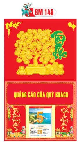Bìa Lịch Treo Khung Đại Gắn Bloc BM 2027 BM146 - Kim Dương Phú Quý - Quà Tặng Miền Nam