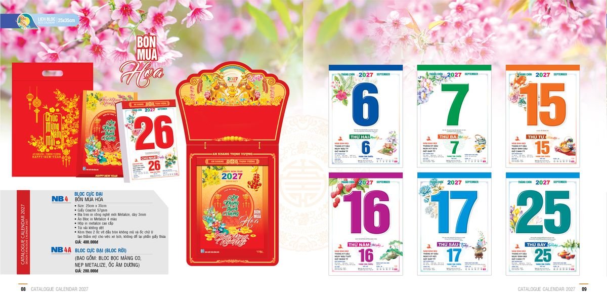 Lịch Bloc Ba Nhất 2027 Ba Nhất 2027 BN009 Cung Cấp Lịch Tết Doanh Nghiệp TP.HCM