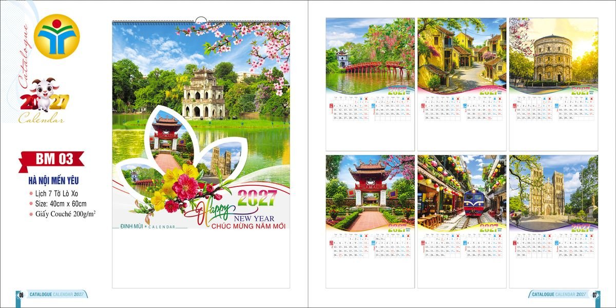 Lịch Treo Tường Lò Xo Ba Nhất Ba Nhất 2027 BN129 Cung Cấp Lịch Tết Doanh Nghiệp TP.HCM