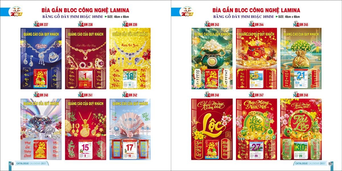 Bìa Lịch Treo Gắn Bloc Ba Nhất Ba Nhất 2027 BN231 Cung Cấp Lịch Tết Doanh Nghiệp TP.HCM