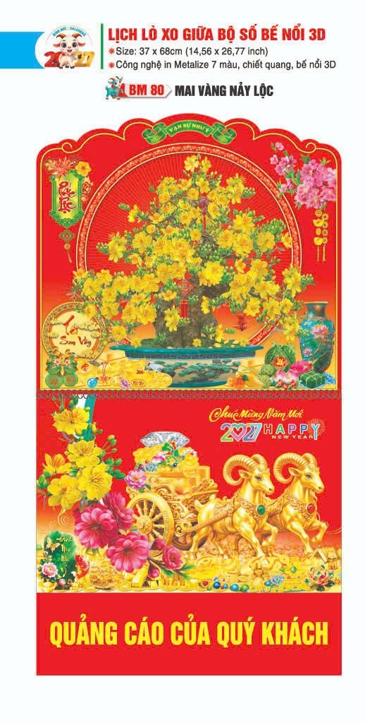 Lịch Lò Xo Giữa Gắn Bloc Ba Nhất 2027 BN397 Cung Cấp Lịch Tết Doanh Nghiệp TP.HCM