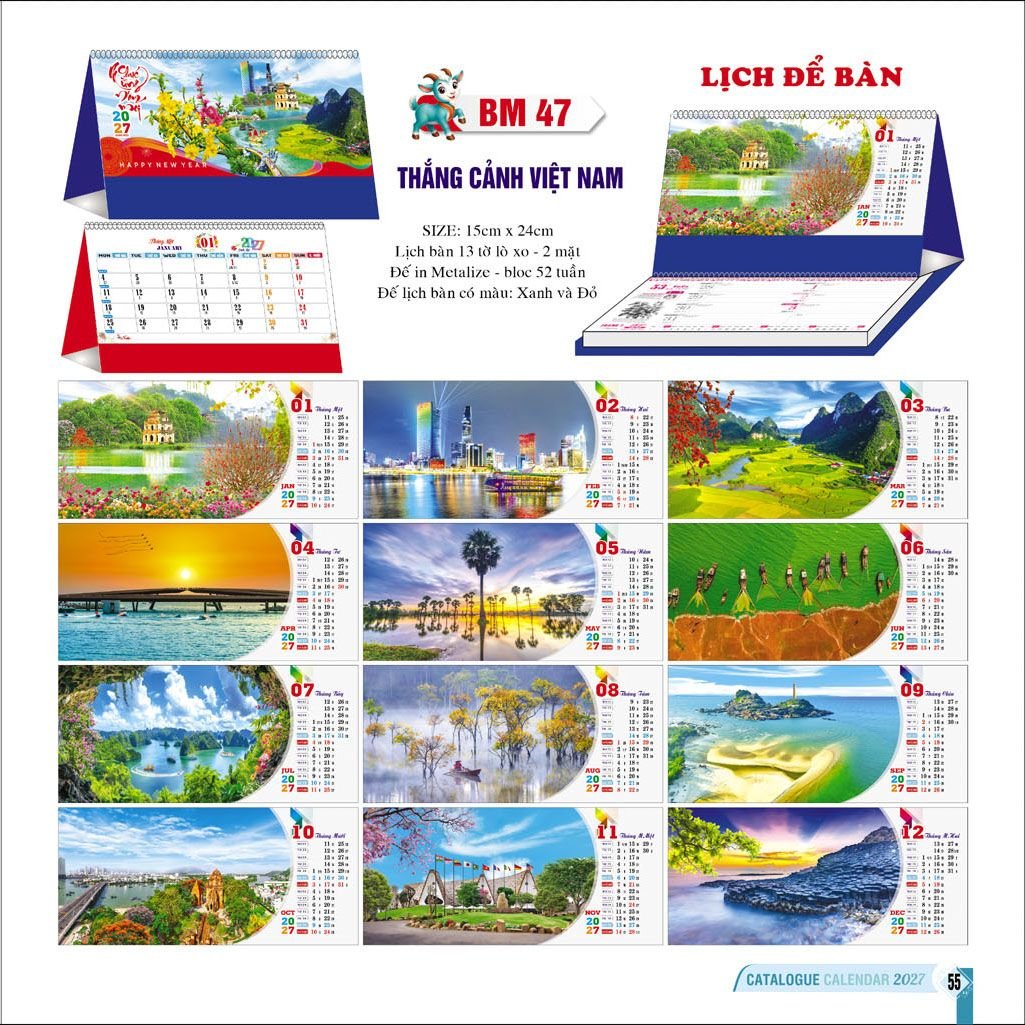 Lịch Để Bàn Ba Nhất Ba Nhất 2027 BN519 Cung Cấp Lịch Tết Doanh Nghiệp TP.HCM