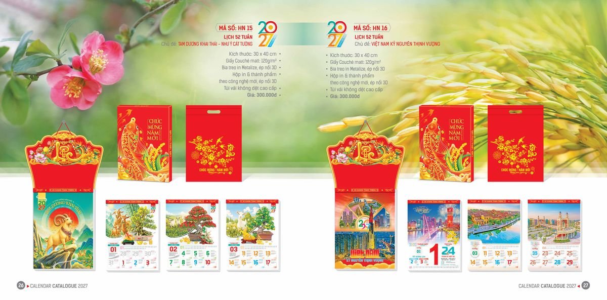 Lịch 52 Tuần Ba Nhất 2027 Ba Nhất 2027 BN527 Cung Cấp Lịch Tết Doanh Nghiệp TP.HCM