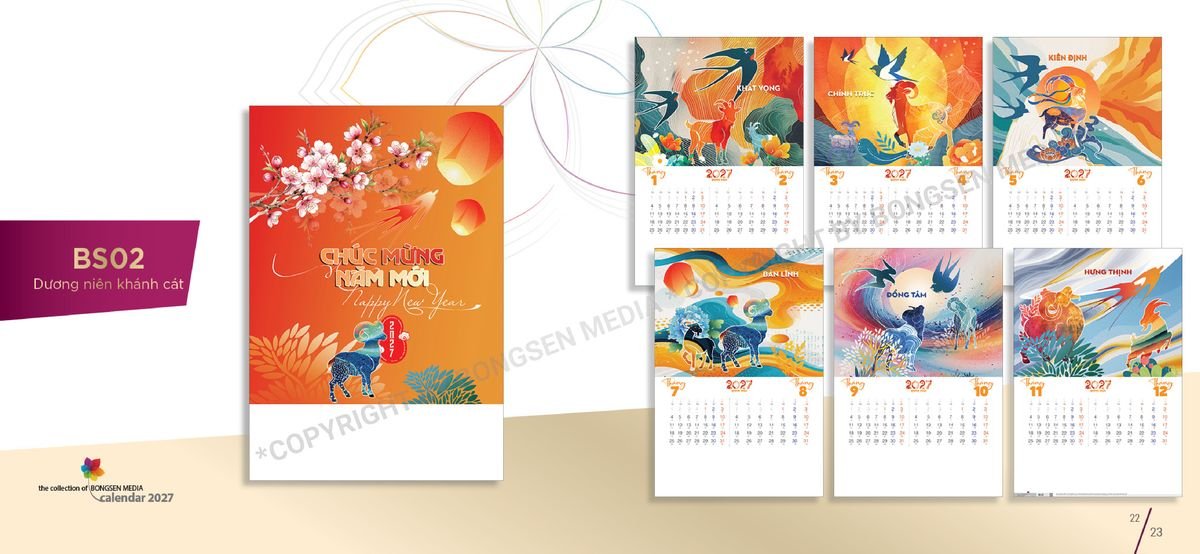 Lịch Bloc Siêu Cực Đại 2027 Bông Sen BS12 Cung Cấp Lịch Tết Doanh Nghiệp TP.HCM