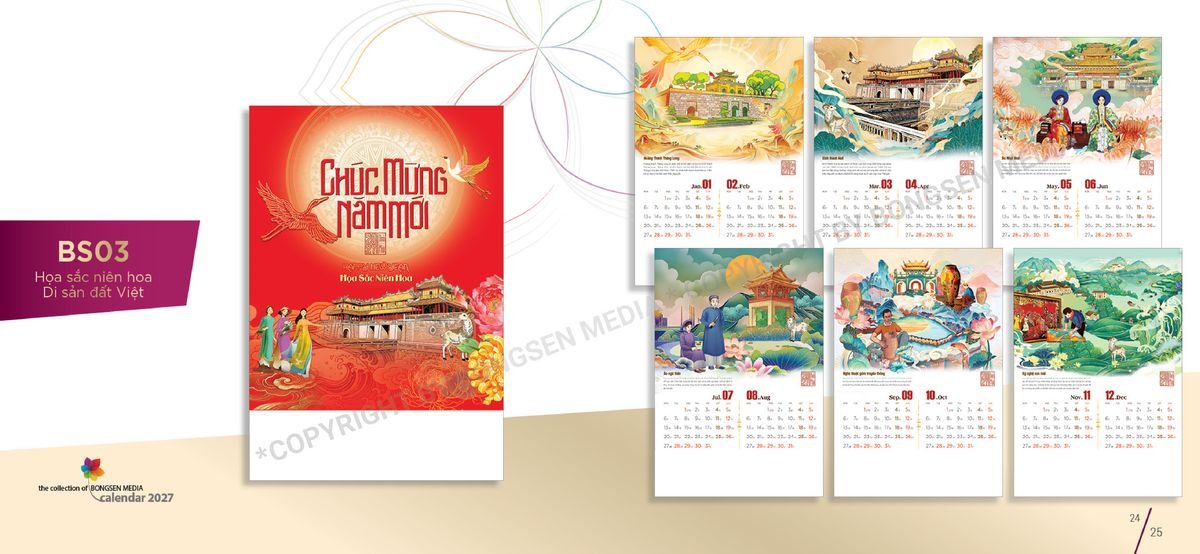 Lịch Bloc Siêu Cực Đại 2027 Bông Sen BS13 Cung Cấp Lịch Tết Doanh Nghiệp TP.HCM
