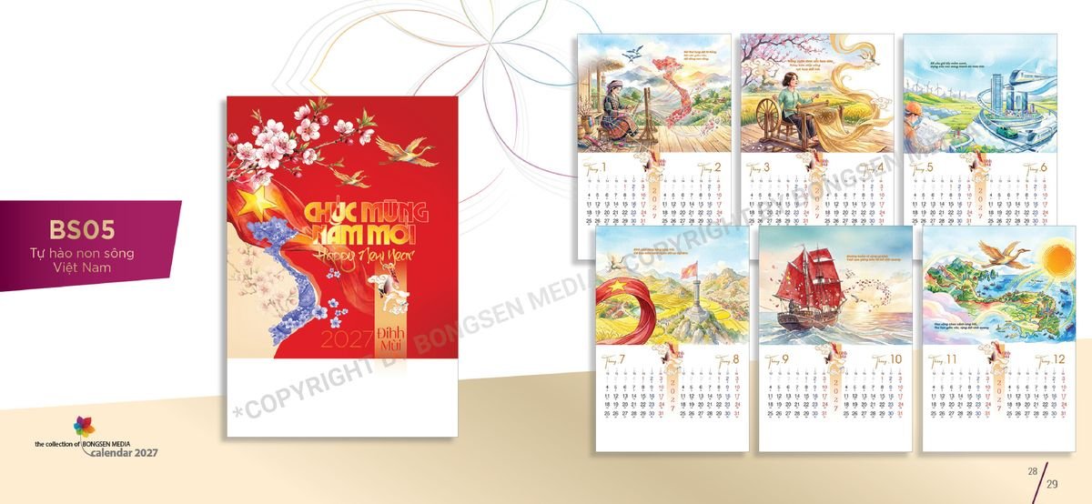 Lịch Bloc Siêu Cực Đại 2027 Bông Sen BS15 Cung Cấp Lịch Tết Doanh Nghiệp TP.HCM
