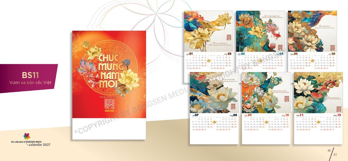Lịch 7 Tờ Lò Xo 2027 Bông Sen BS21 Cung Cấp Lịch Tết Doanh Nghiệp TP.HCM