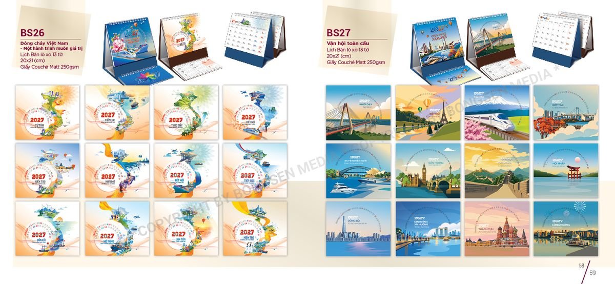Lịch Để Bàn Nghệ Thuật 2027 Bông Sen BS30 Cung Cấp Lịch Tết Doanh Nghiệp TP.HCM