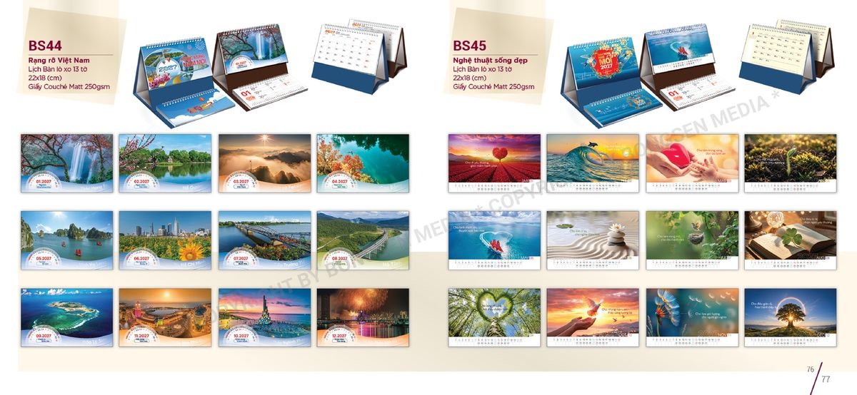 Lịch Để Bàn Nghệ Thuật 2027 BS39 Cung Cấp Lịch Tết Doanh Nghiệp TP.HCM