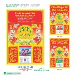 Lịch Bìa Treo 2027 HBT Mẫu HBT189 (29 x 41 cm) Cung Cấp Lịch Tết Doanh Nghiệp TP.HCM in logo doanh nghiệp quà tặng Tết tại Quà Tặng Miền Nam