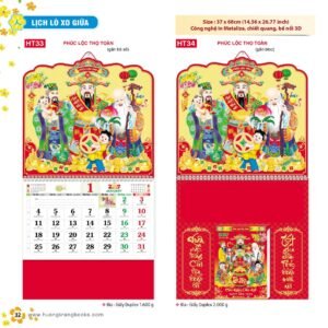 Lịch Treo Tường Lò Xo 2027 HT Mẫu HT33 - Phúc Lộc Thọ (37 x 68cm) Cung Cấp Lịch Tết Doanh Nghiệp TP.HCM in logo doanh nghiệp quà tặng Tết tại Quà Tặng Miền Nam