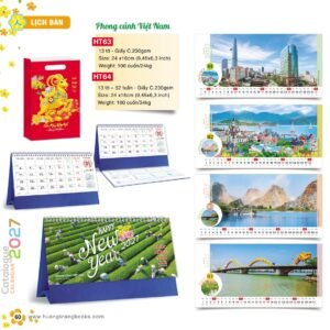 Lịch Để Bàn 2027 HT Mẫu HT63 (24 x 16cm) Cung Cấp Lịch Tết Doanh Nghiệp TP.HCM in logo doanh nghiệp quà tặng Tết tại Quà Tặng Miền Nam