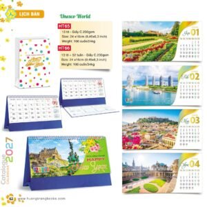 Lịch Để Bàn 2027 HT Mẫu HT65 (24 x 16cm) Cung Cấp Lịch Tết Doanh Nghiệp TP.HCM in logo doanh nghiệp quà tặng Tết tại Quà Tặng Miền Nam