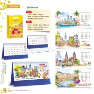 Lịch Để Bàn 2027 HT Mẫu HT73 (24 x 16cm) Cung Cấp Lịch Tết Doanh Nghiệp TP.HCM in logo doanh nghiệp quà tặng Tết tại Quà Tặng Miền Nam