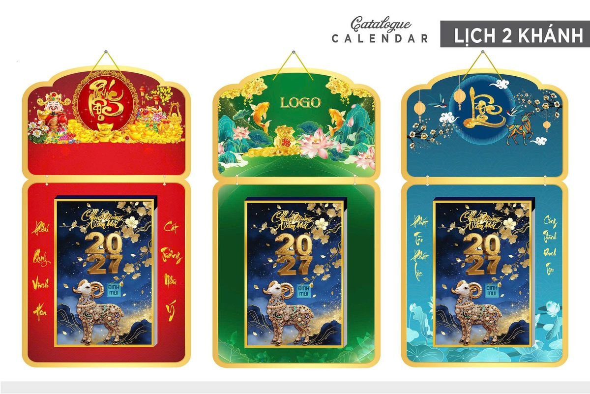 Lịch Khánh Gỗ Lamina 2 Đầu 2027 LM2D_030 - Quà Tặng Miền Nam