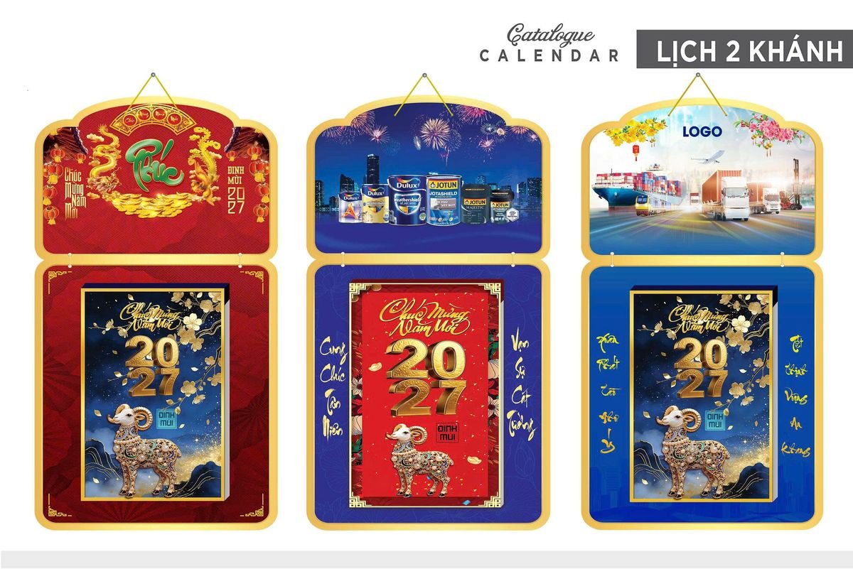 Lịch Khánh Gỗ Lamina 2 Đầu 2027 LM2D_034 - Quà Tặng Miền Nam