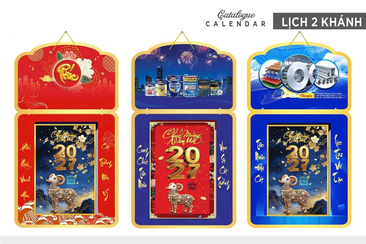 Lịch Khánh Gỗ Lamina 2 Đầu 2027 LM2D_035 - Quà Tặng Miền Nam