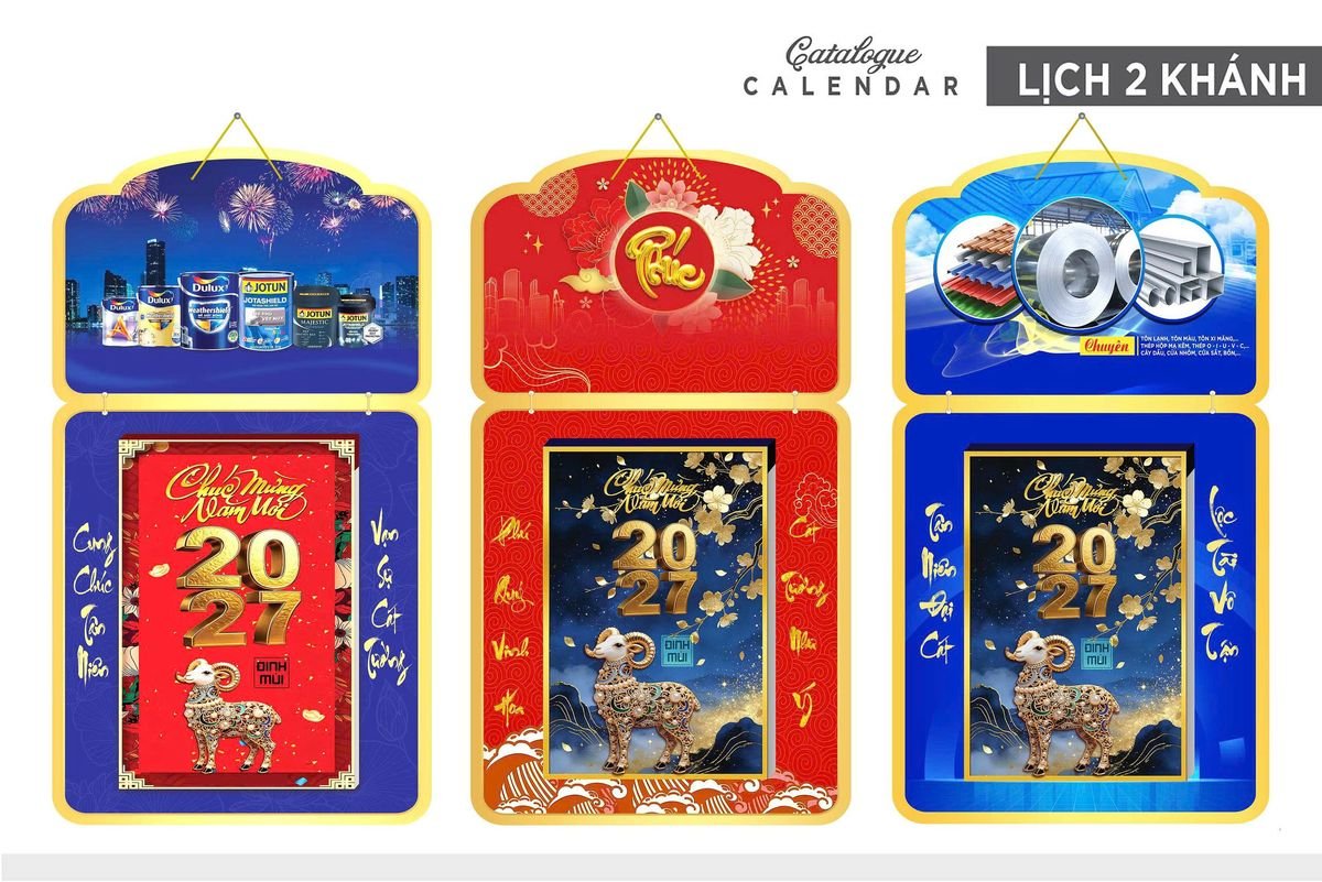 Lịch Khánh Gỗ Lamina 2 Đầu 2027 LM2D_036 - Quà Tặng Miền Nam