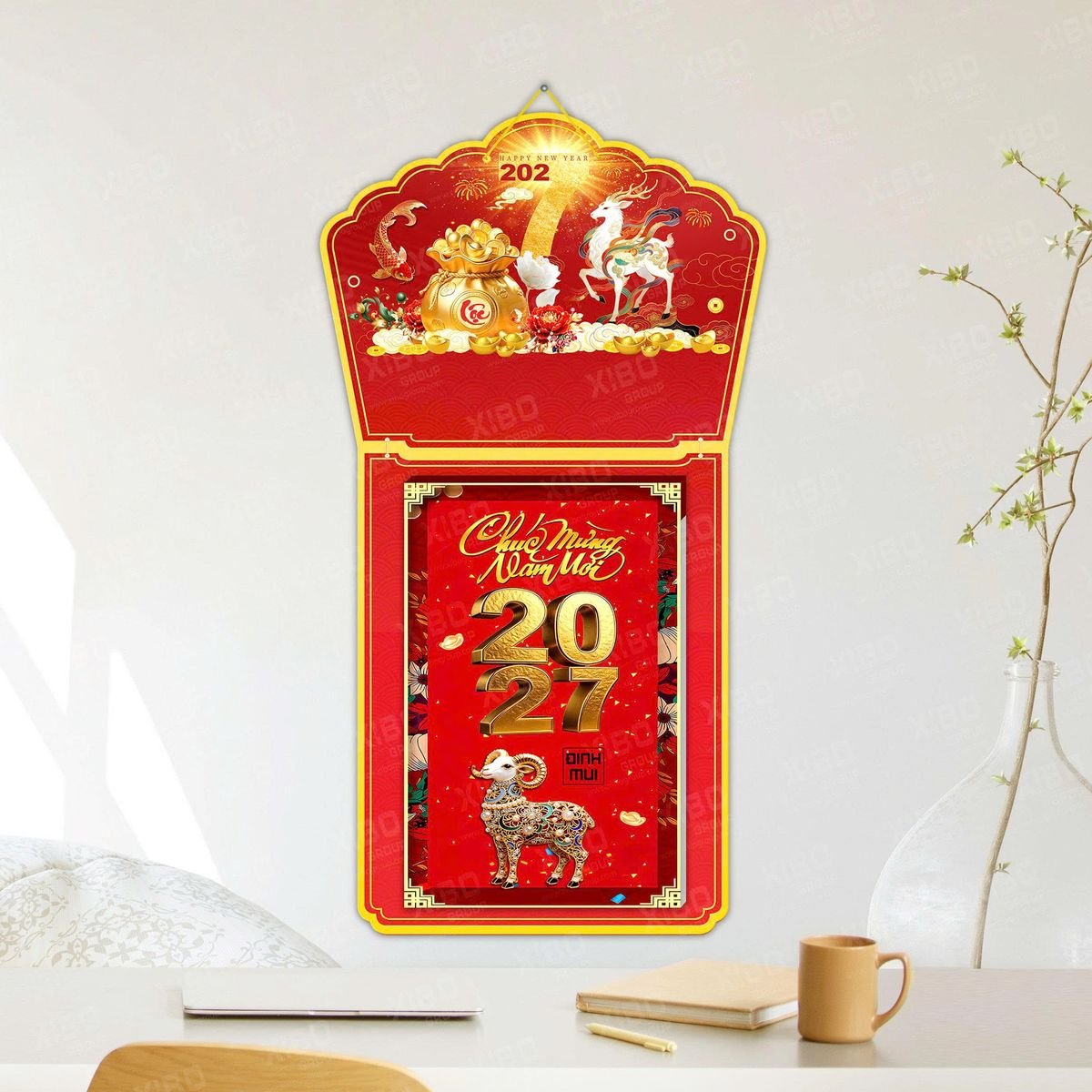 Lịch Khánh Gỗ Lamina 2 Đầu 2027 LM2D_041 - Quà Tặng Miền Nam