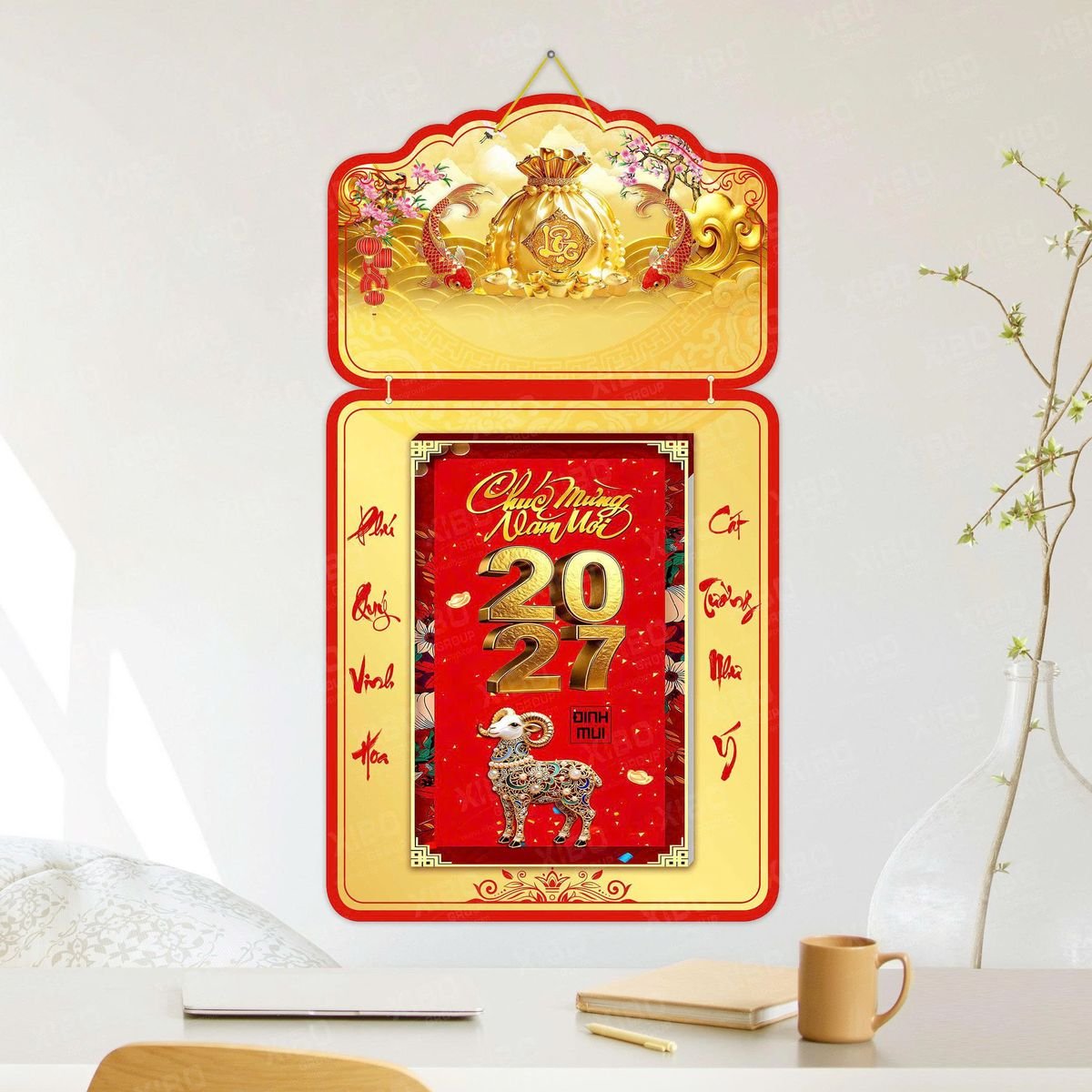 Lịch Khánh Gỗ Lamina 2 Đầu 2027 LM2D_043 - Quà Tặng Miền Nam