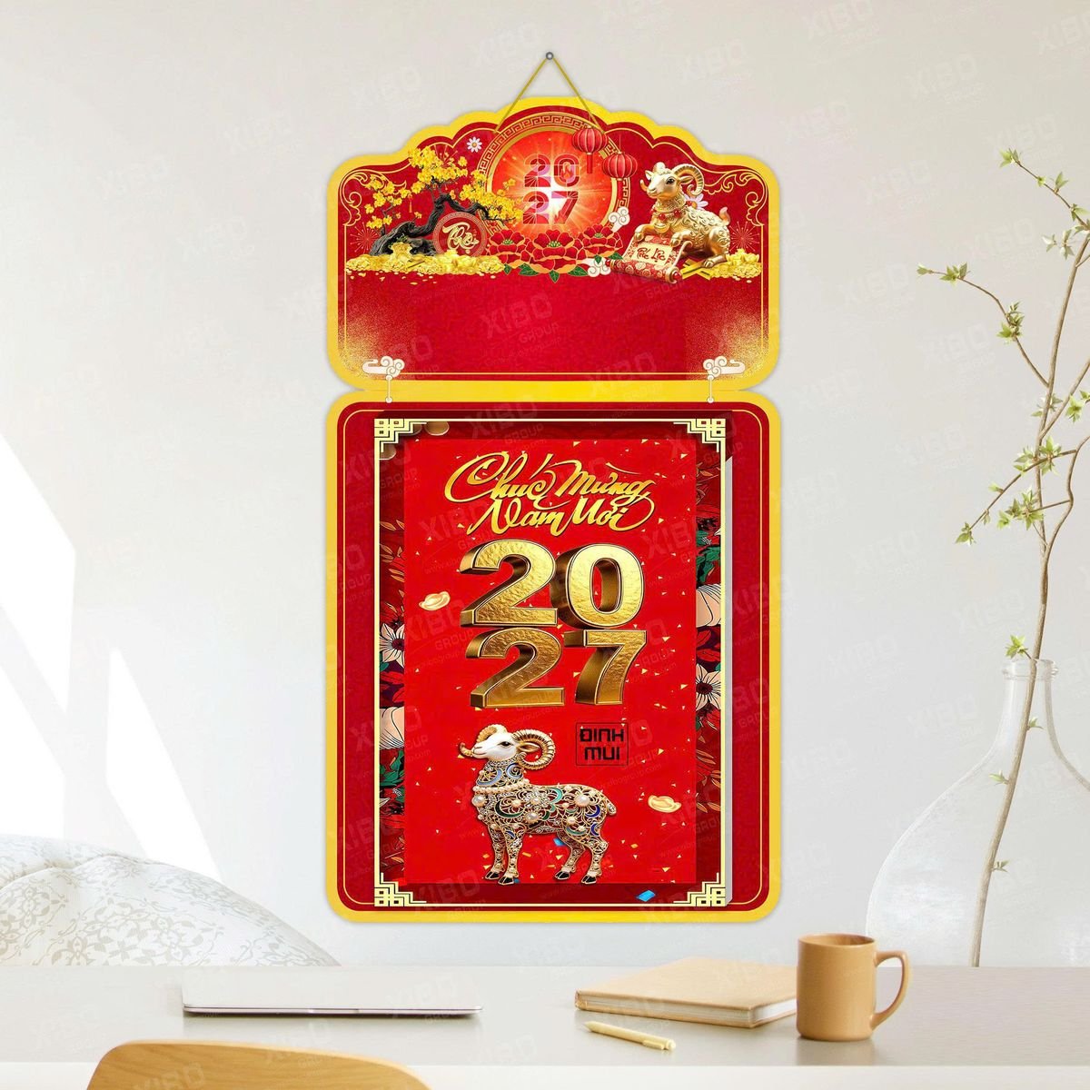 Lịch Khánh Gỗ Lamina 2 Đầu 2027 LM2D_044 - Quà Tặng Miền Nam