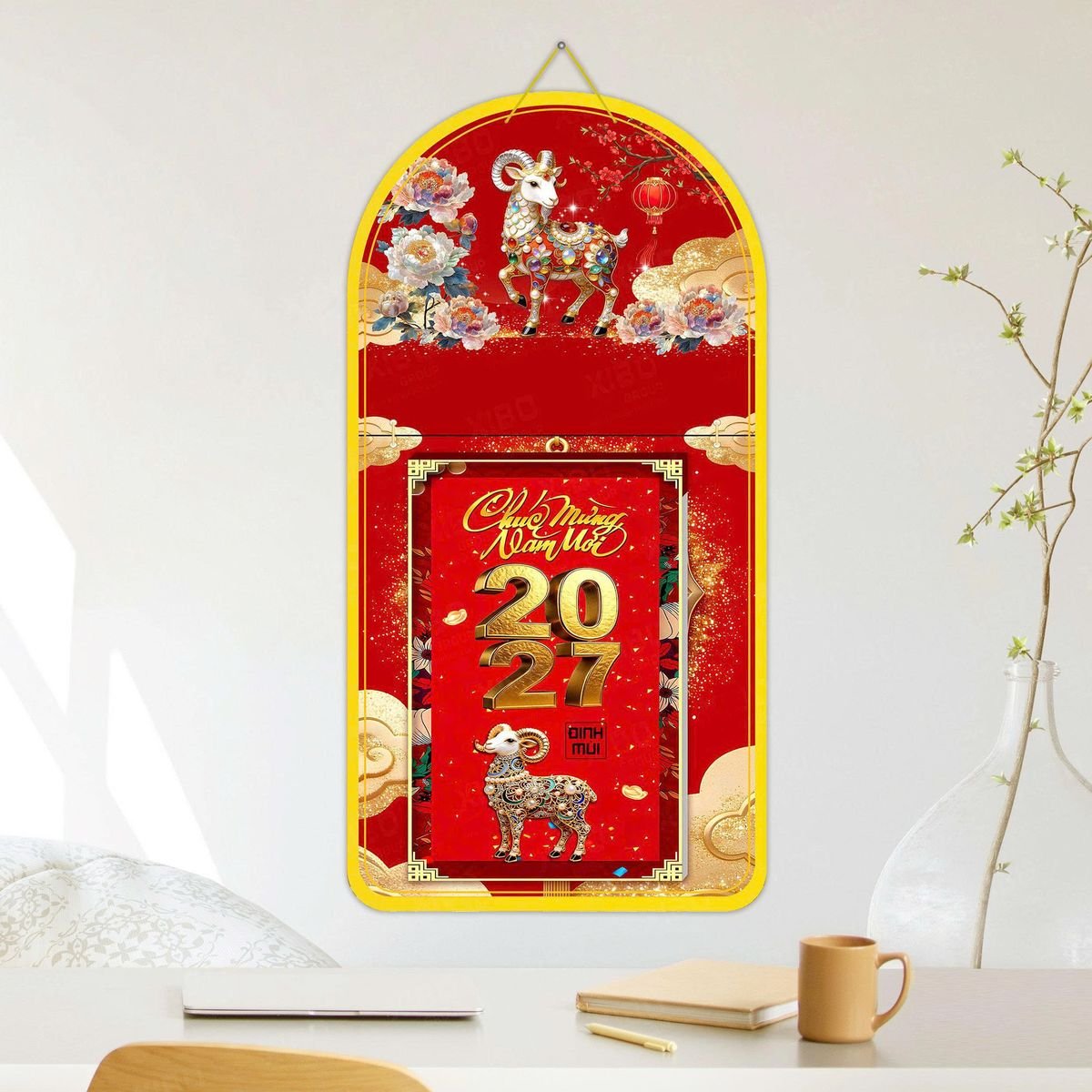 Lịch Khánh Gỗ Lamina 2 Đầu 2027 LM2D_048 - Quà Tặng Miền Nam
