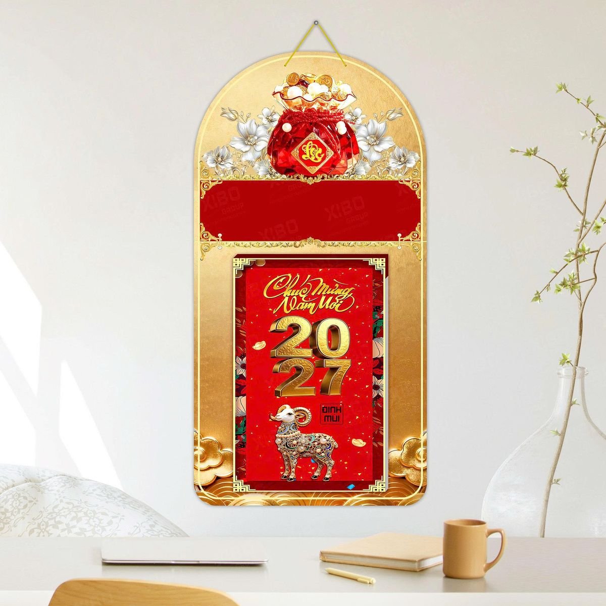 Lịch Khánh Gỗ Lamina 2 Đầu 2027 LM2D_049 - Quà Tặng Miền Nam