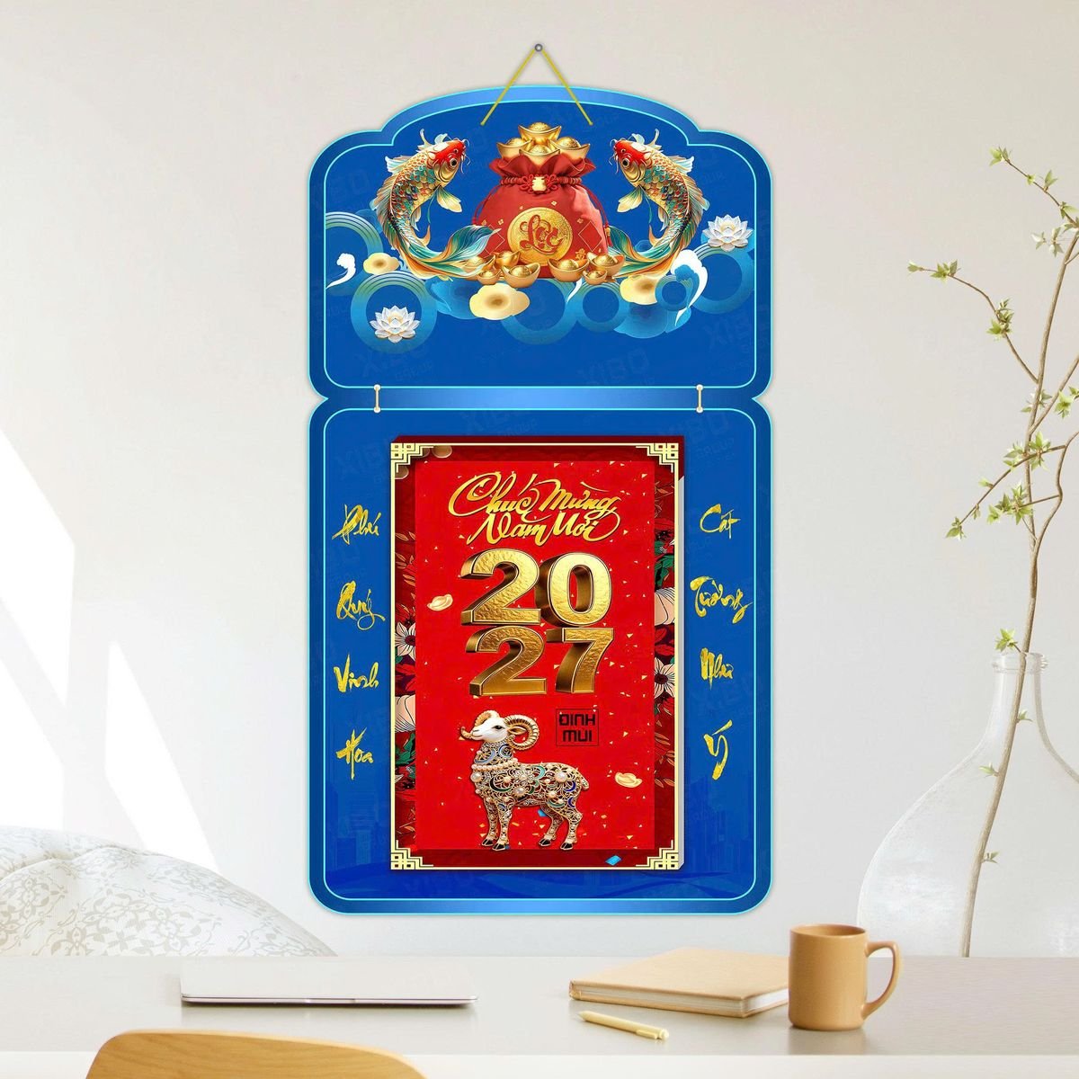 Lịch Khánh Gỗ Lamina 2 Đầu 2027 LM2D_052 - Quà Tặng Miền Nam