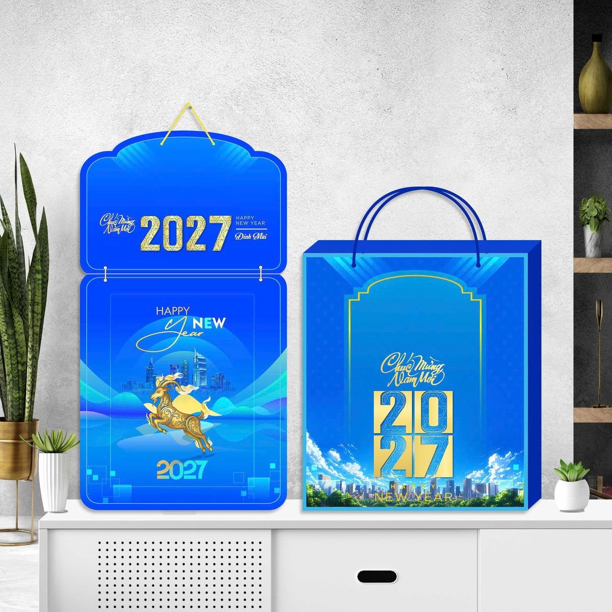 Lịch Khánh Gỗ Lamina 2 Đầu 2027 LM2D_056 - Quà Tặng Miền Nam