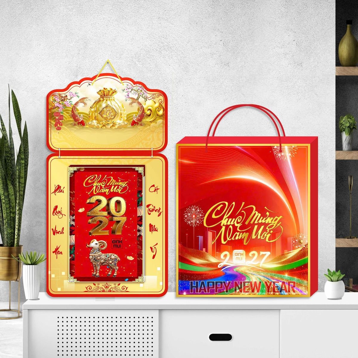 Lịch Khánh Gỗ Lamina 2 Đầu 2027 LM2D_057 - Quà Tặng Miền Nam
