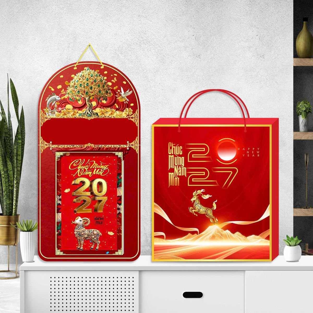 Lịch Khánh Gỗ Lamina 2 Đầu 2027 LM2D_058 - Quà Tặng Miền Nam