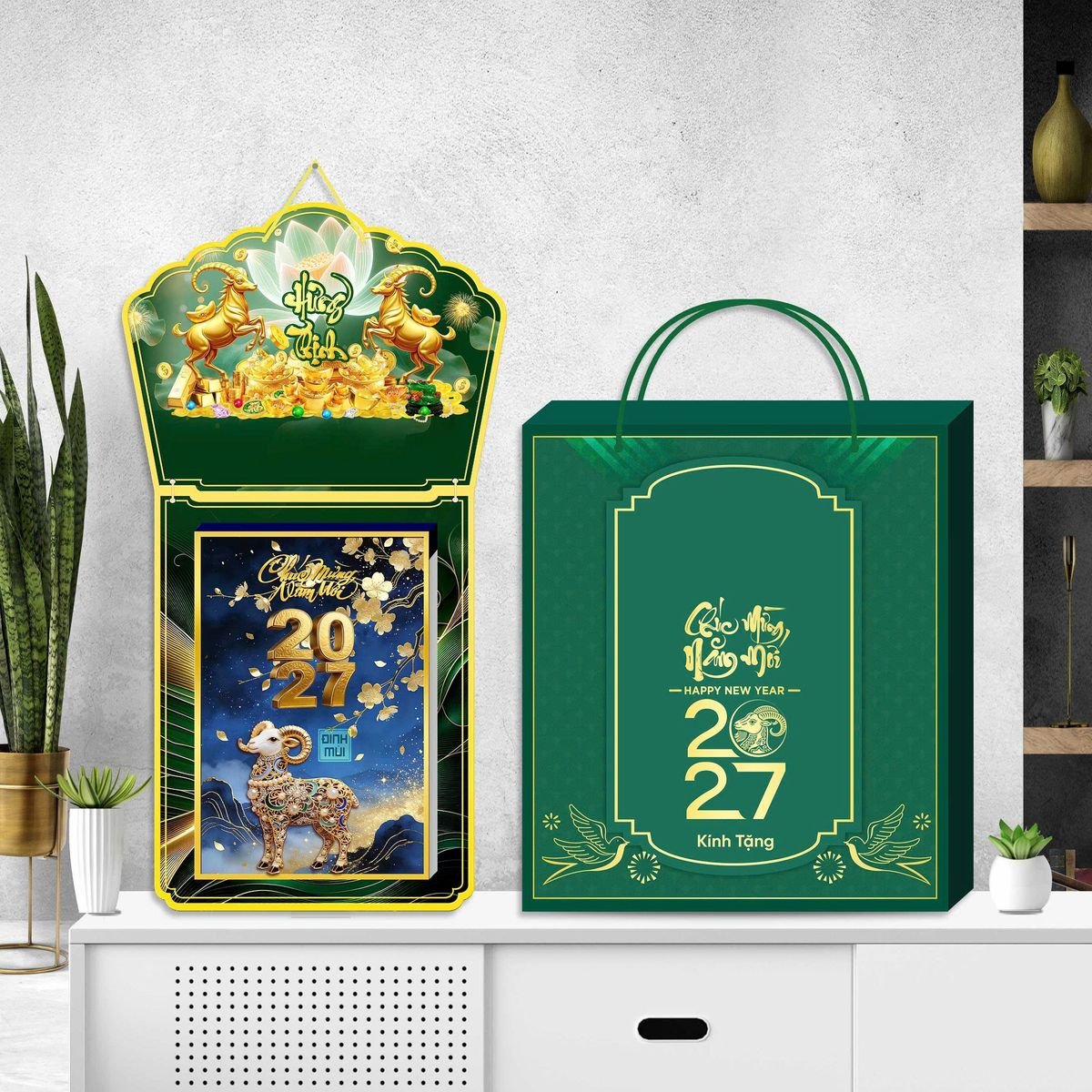 Lịch Khánh Gỗ Lamina 2 Đầu 2027 LM2D_059 - Quà Tặng Miền Nam