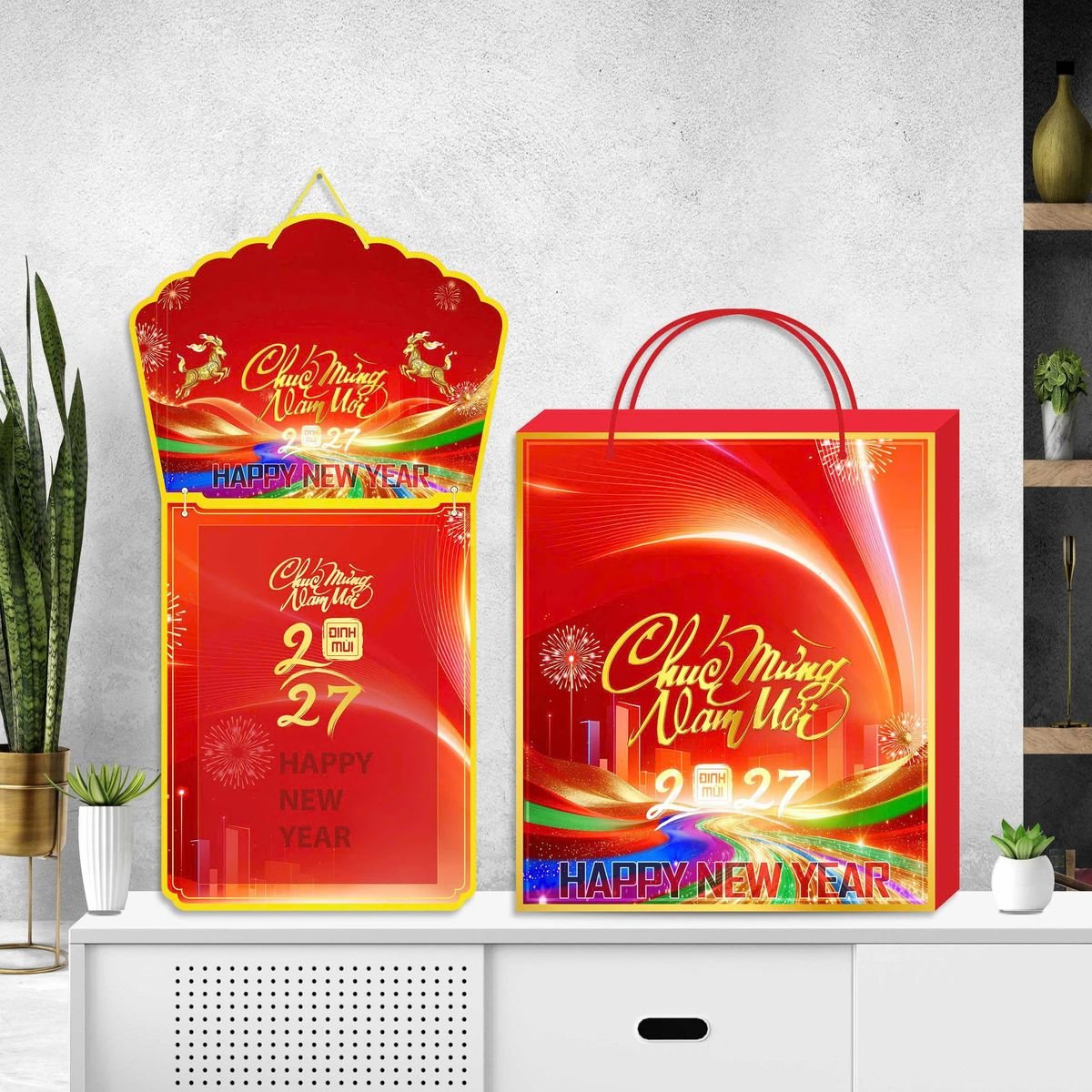 Lịch Khánh Gỗ Lamina 2 Đầu 2027 LM2D_063 - Quà Tặng Miền Nam