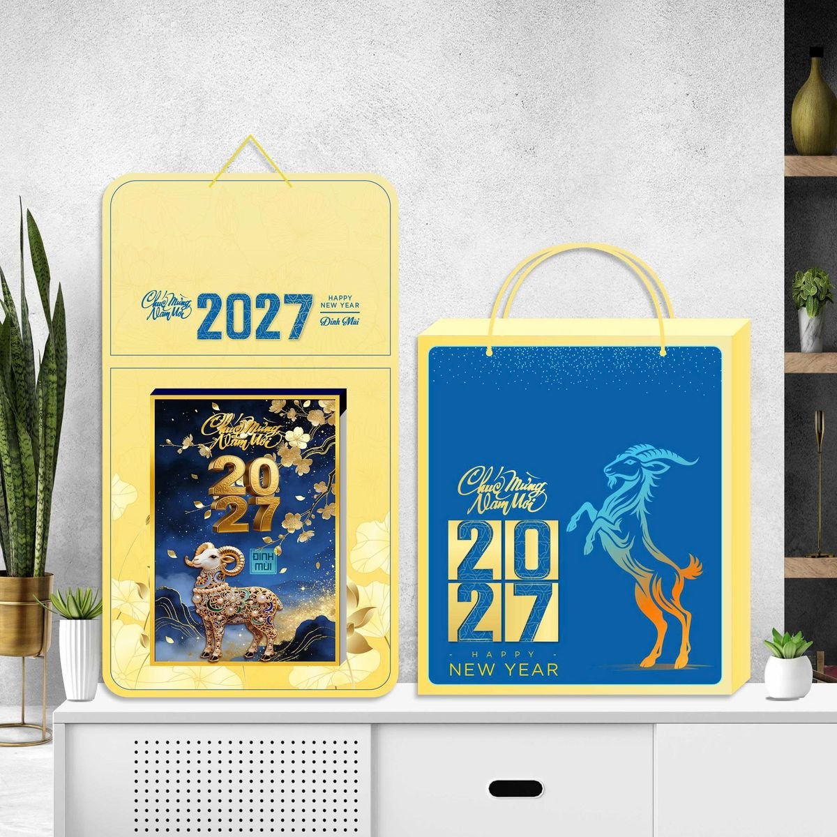 Lịch Khánh Gỗ Lamina 2 Đầu 2027 LM2D_066 - Quà Tặng Miền Nam