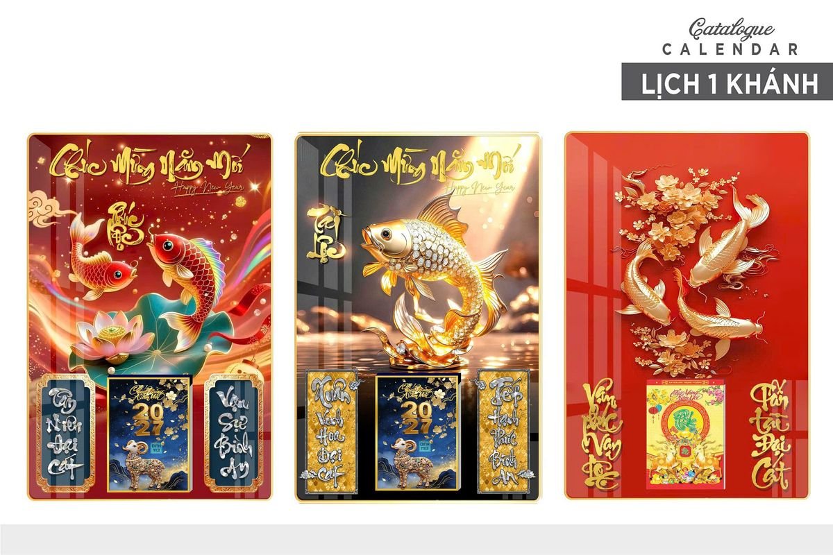 Lịch Gỗ Lamina Cao Cấp 40x60cm 2027 LM406_006 - Quà Tặng Miền Nam