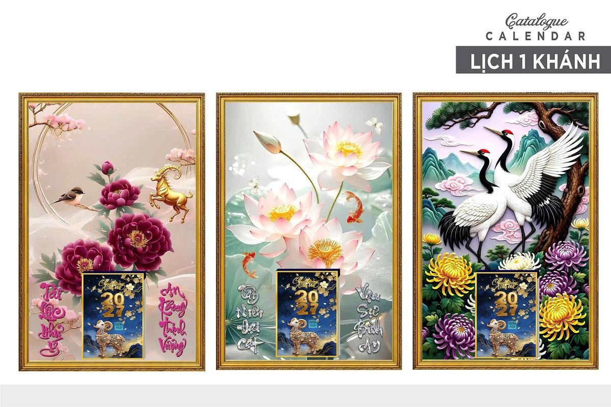 Lịch Gỗ Lamina Cao Cấp 40x60cm 2027 LM406_013 - Quà Tặng Miền Nam