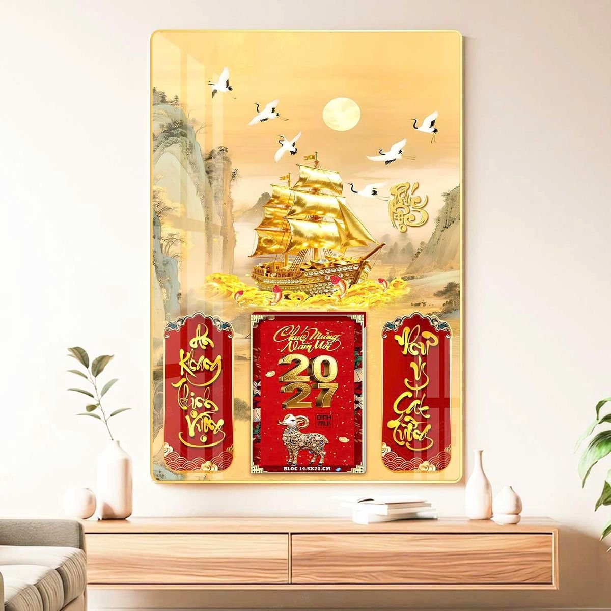 Lịch Gỗ Lamina Cao Cấp 40x60cm 2027 LM406_049 - Quà Tặng Miền Nam