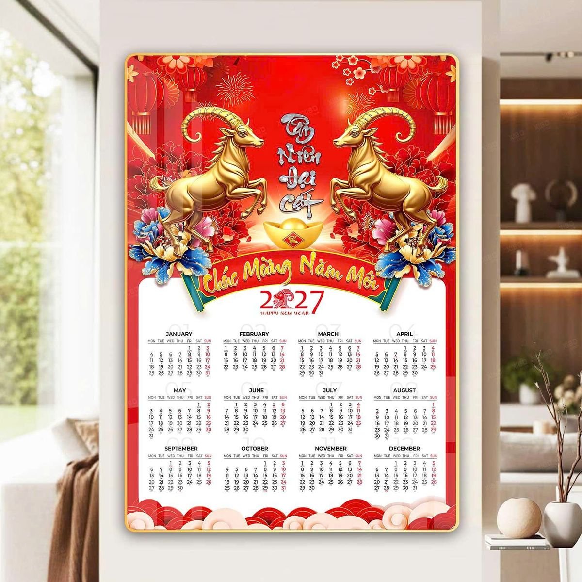 Lịch Gỗ Lamina Cao Cấp 40x60cm 2027 LM406_054 - Quà Tặng Miền Nam