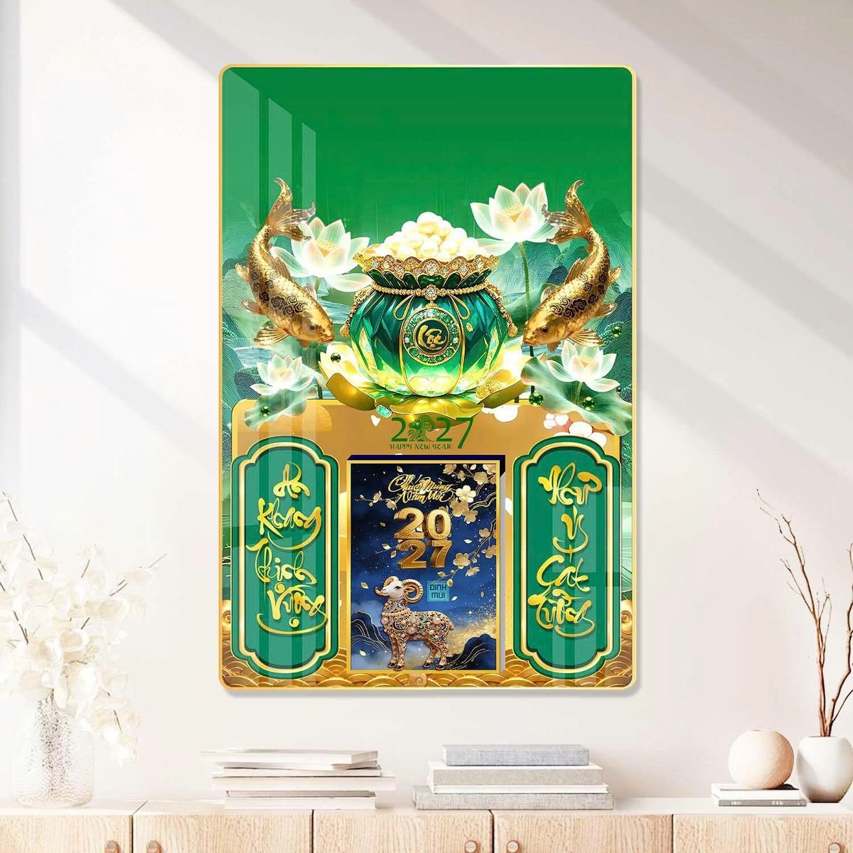 Lịch Gỗ Lamina Cao Cấp 40x60cm 2027 LM406_080 - Quà Tặng Miền Nam