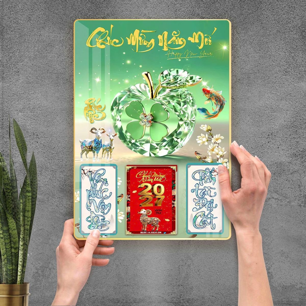 Lịch Gỗ Lamina Cao Cấp 40x60cm 2027 LM406_098 - Quà Tặng Miền Nam