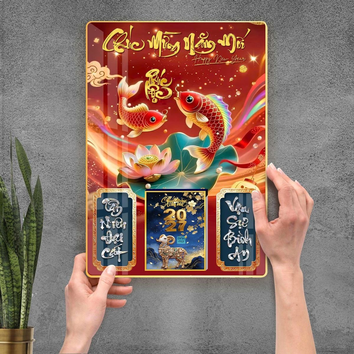 Lịch Gỗ Lamina Cao Cấp 40x60cm 2027 LM406_102 - Quà Tặng Miền Nam