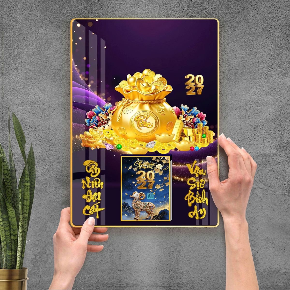 Lịch Gỗ Lamina Cao Cấp 40x60cm 2027 LM406_109 - Quà Tặng Miền Nam