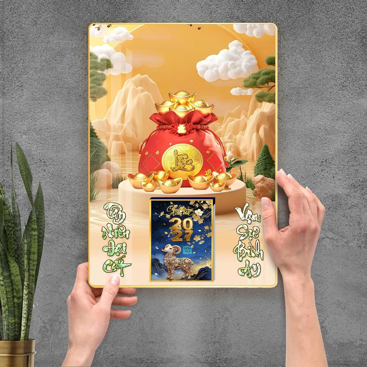 Lịch Gỗ Lamina Cao Cấp 40x60cm 2027 LM406_112 - Quà Tặng Miền Nam
