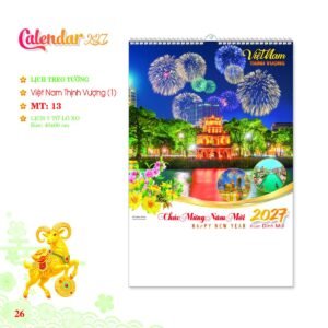 Lịch Treo Tường Lò Xo 2027 MT Mẫu MT13 (40 x 60cm) Cung Cấp Lịch Tết Doanh Nghiệp TP.HCM in logo doanh nghiệp quà tặng Tết tại Quà Tặng Miền Nam