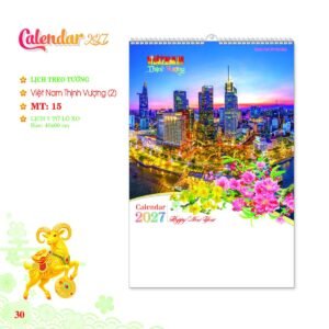 Lịch Treo Tường Lò Xo 2027 MT Mẫu MT15 (40 x 60cm) Cung Cấp Lịch Tết Doanh Nghiệp TP.HCM in logo doanh nghiệp quà tặng Tết tại Quà Tặng Miền Nam