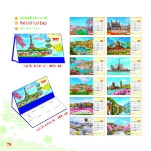 Lịch Để Bàn 2027 MT Mẫu MT43 (24 x 17cm) Cung Cấp Lịch Tết Doanh Nghiệp TP.HCM in logo doanh nghiệp quà tặng Tết tại Quà Tặng Miền Nam