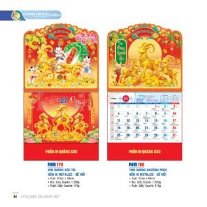 Lịch Treo Tường Lò Xo 2027 NB Mẫu NB180 (37 x 68cm) Cung Cấp Lịch Tết Doanh Nghiệp TP.HCM in logo doanh nghiệp quà tặng Tết tại Quà Tặng Miền Nam